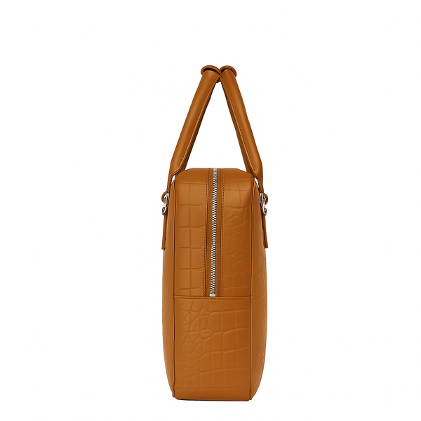 Italian Croco Leather Textured Briefcase Edition - Tan