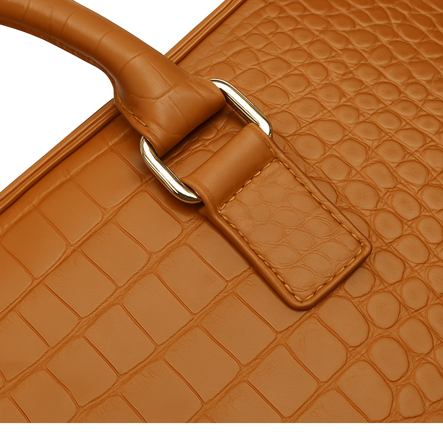 Italian Croco Leather Textured Briefcase Burgundy Edition