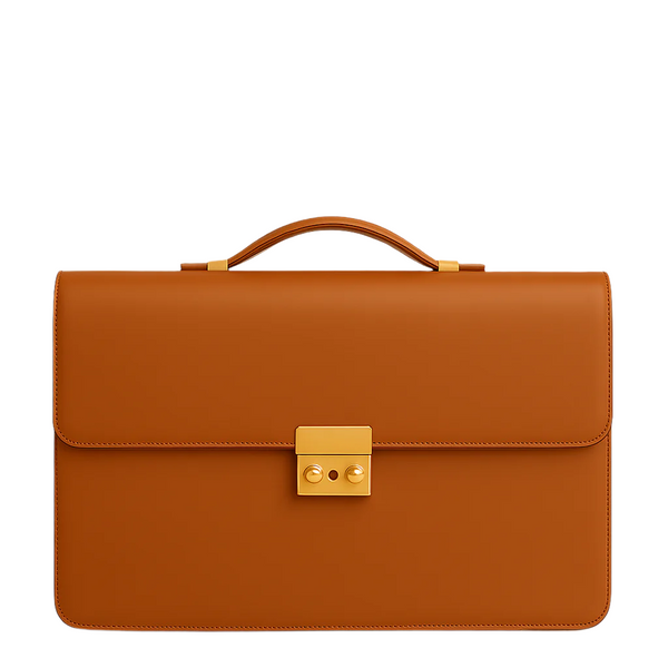 Men s Double Compartment Classy Tan Briefcase