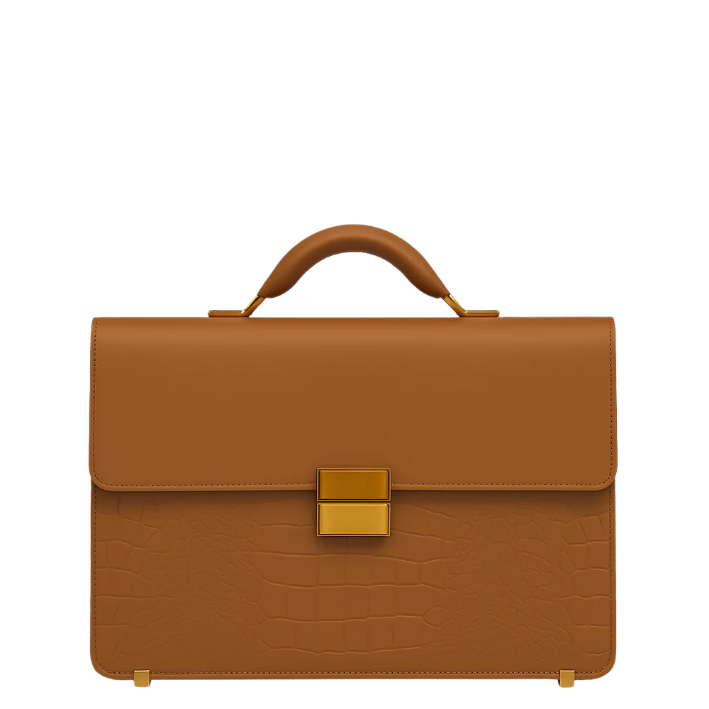 Luxurious Burgundy Crocodile Textured Briefcase