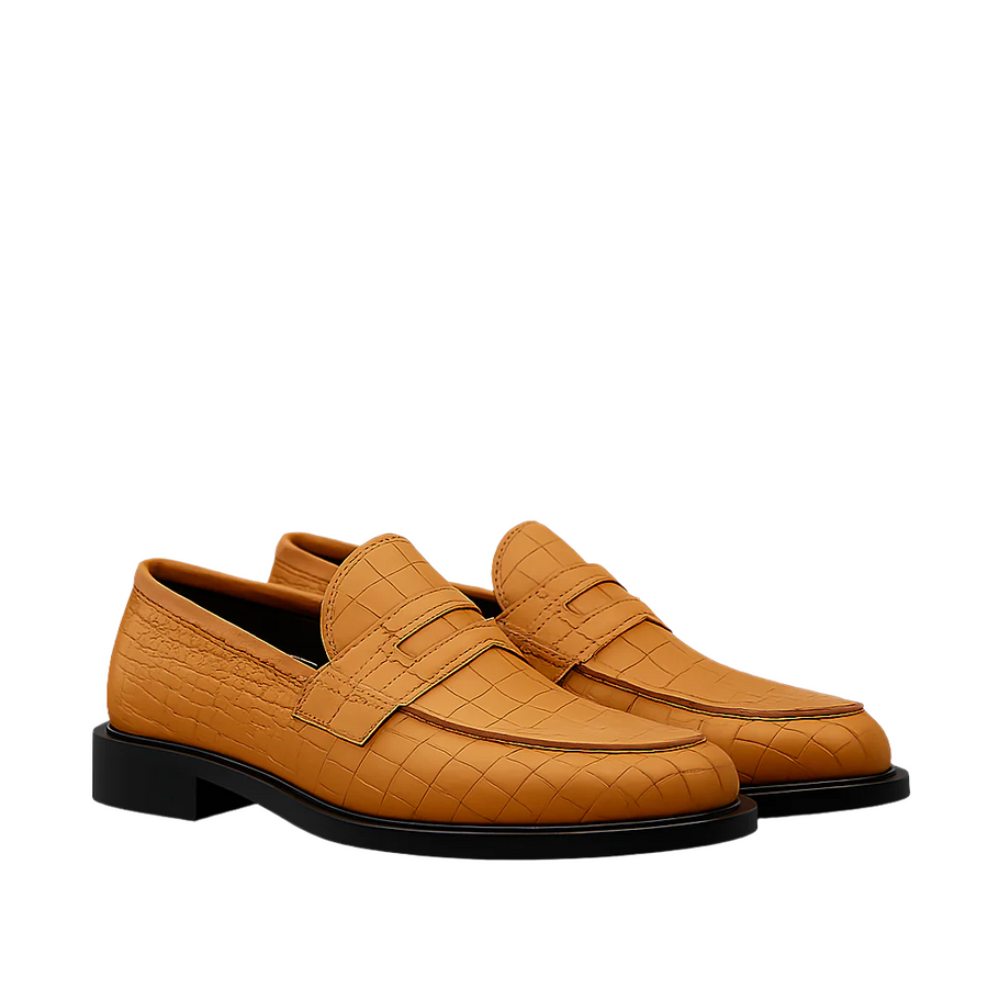 Croco Leather Printed Loafer Brown
