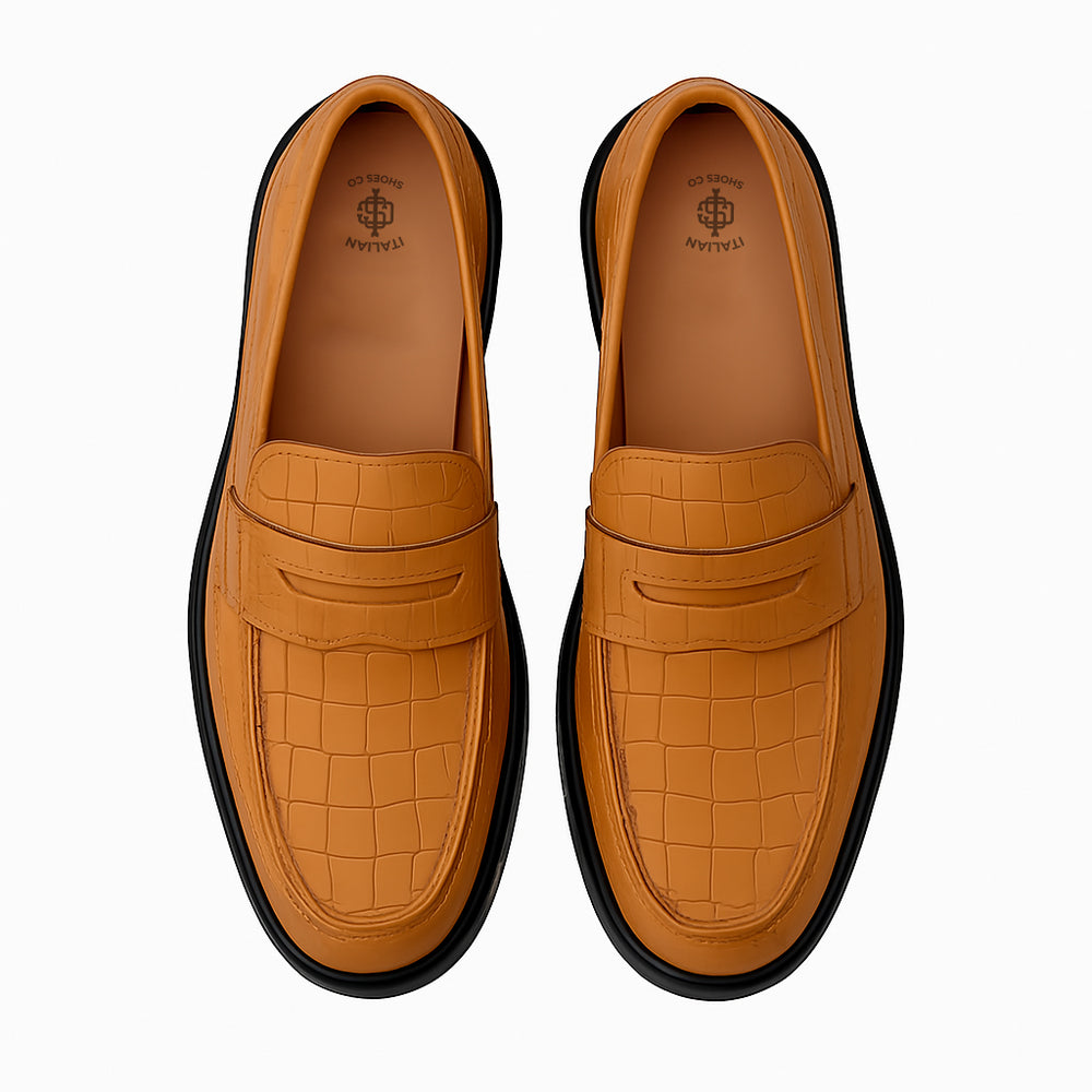 Croco Leather Printed Loafer