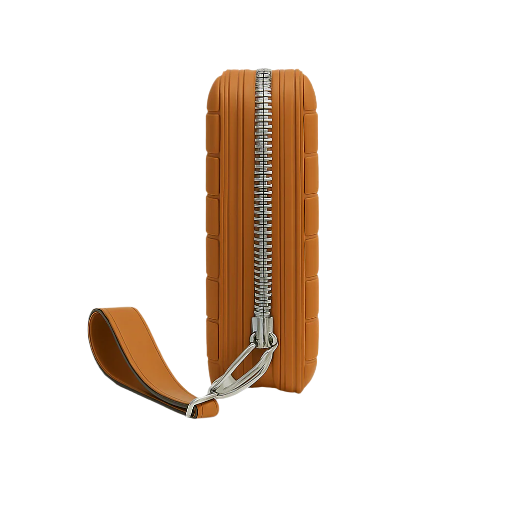 Croco Tan Textured Around Zip Wallet