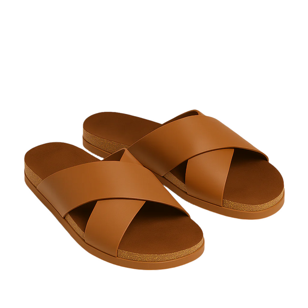 Pure Elegance Leather Slipper - Tan