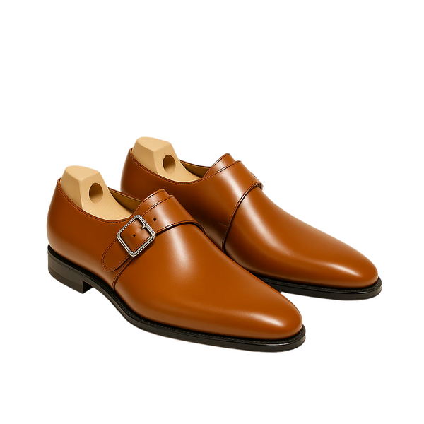 Classic Monk Strap Leather Shoe - Tan