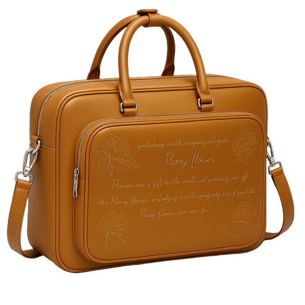 Italian Tan Men s Printed Leather Laptop Bag - Tan