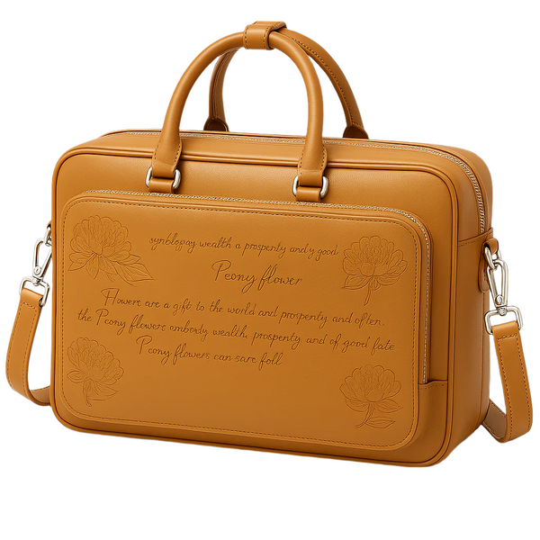 Italian Tan Men s Printed Leather Laptop Bag
