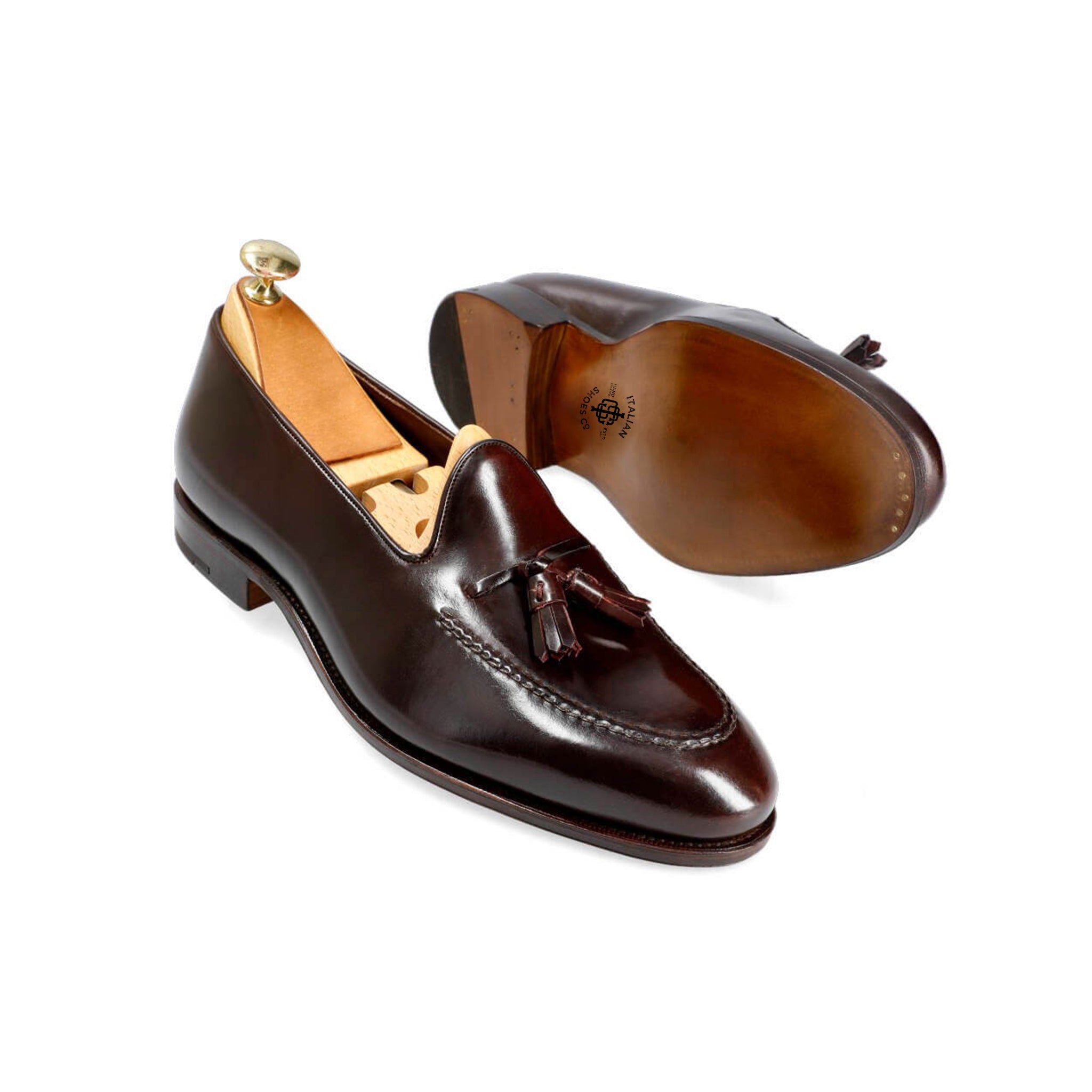 フラットシューズ Tod's Polished Burgundy Loafers With Decorative l Bar Tod's Polished Burgundy Loafers With Decorative Metal Bar