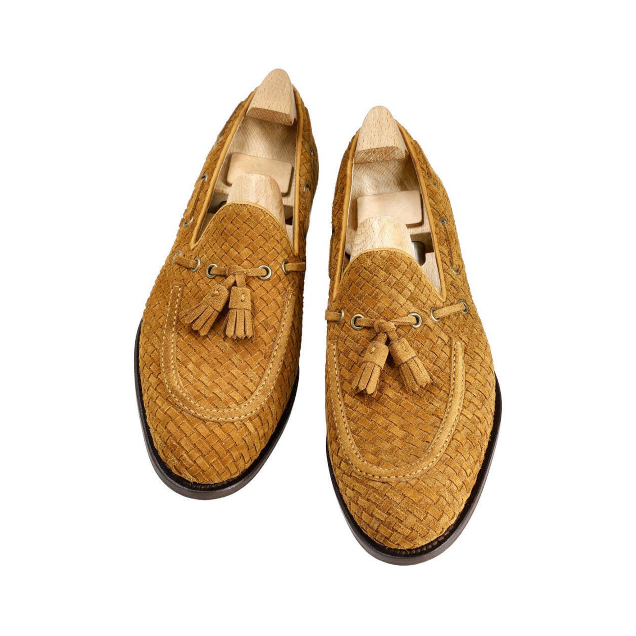 Tanned Braided Suede Tassel Loafers