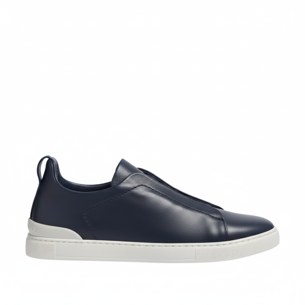 Luxury Edition Triple Stitch Leather Blue Sneaker for Men's