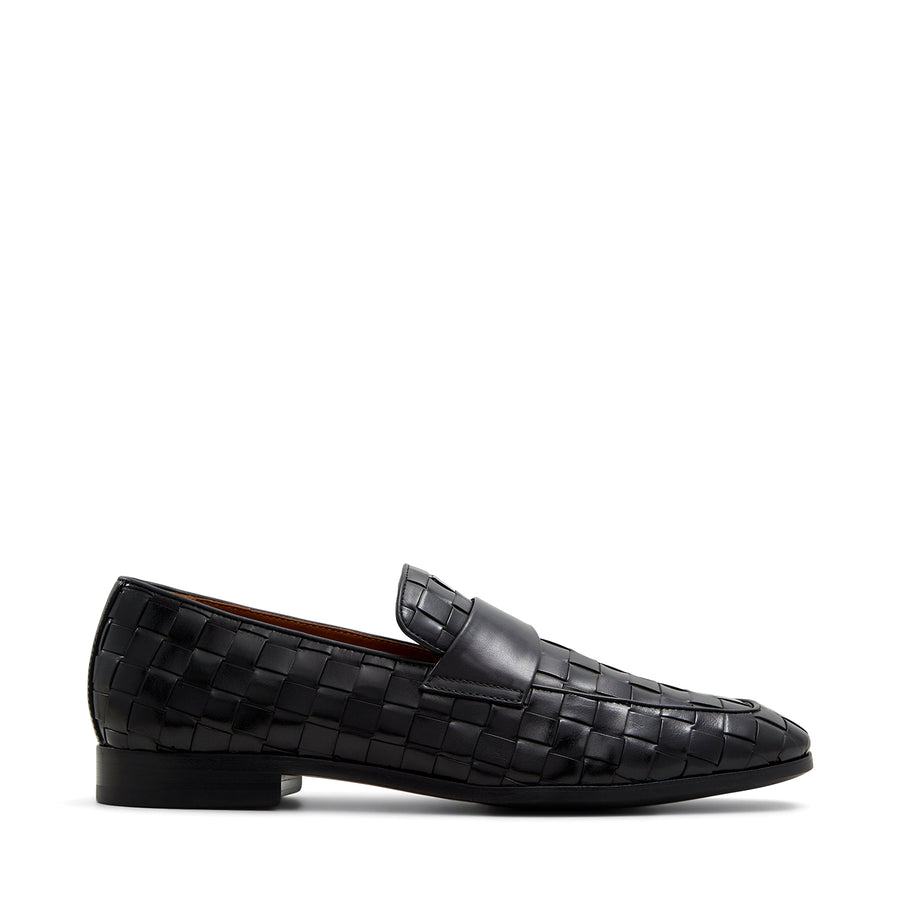 Black Braided Leather Loafers