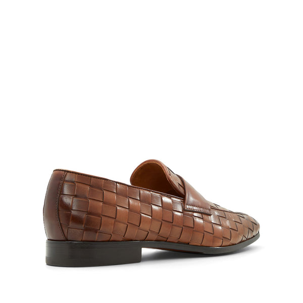 Cognac Woven Leather Loafers