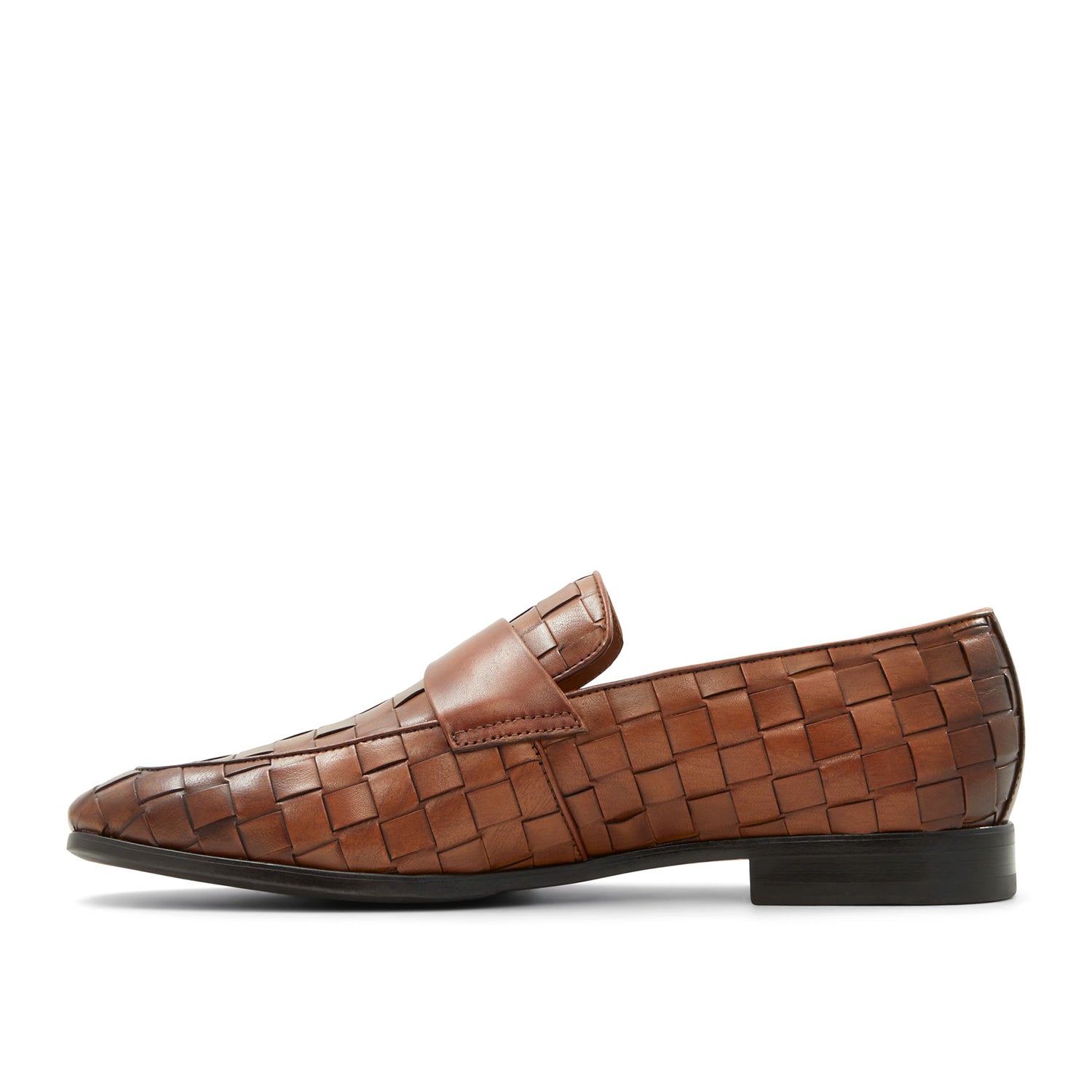 Cognac Woven Leather Loafers