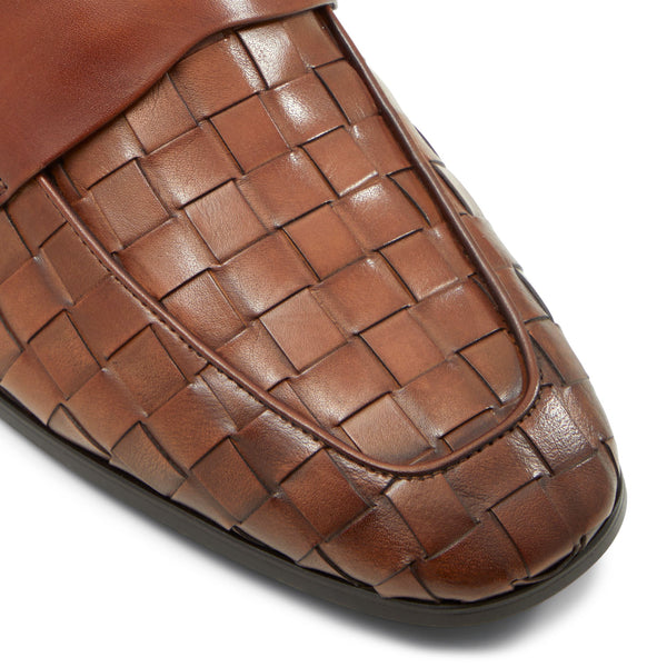 Cognac Woven Leather Loafers