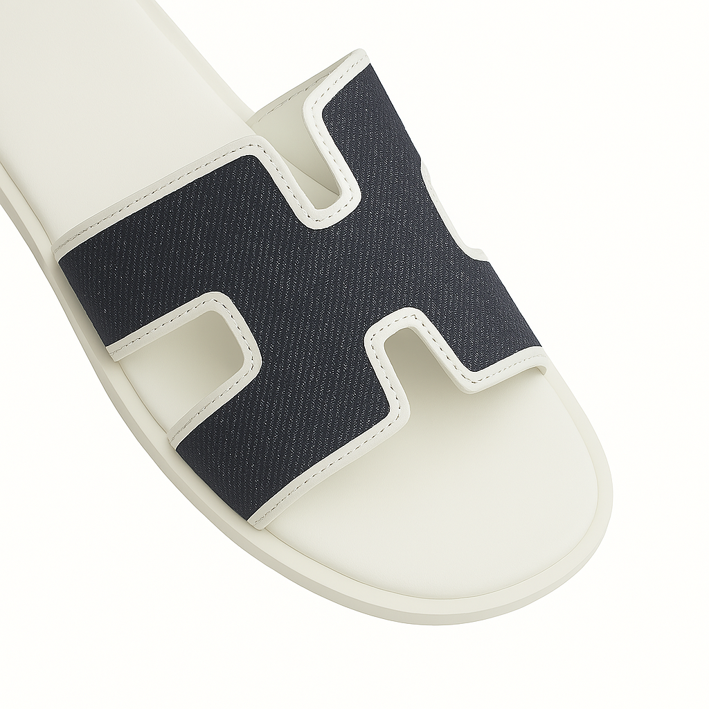 Haven Textured H Style Dual Slip On in Canvas Blue and Beige