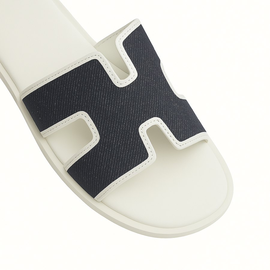 Haven Textured H Style Dual Slip On in Canvas Blue and Beige