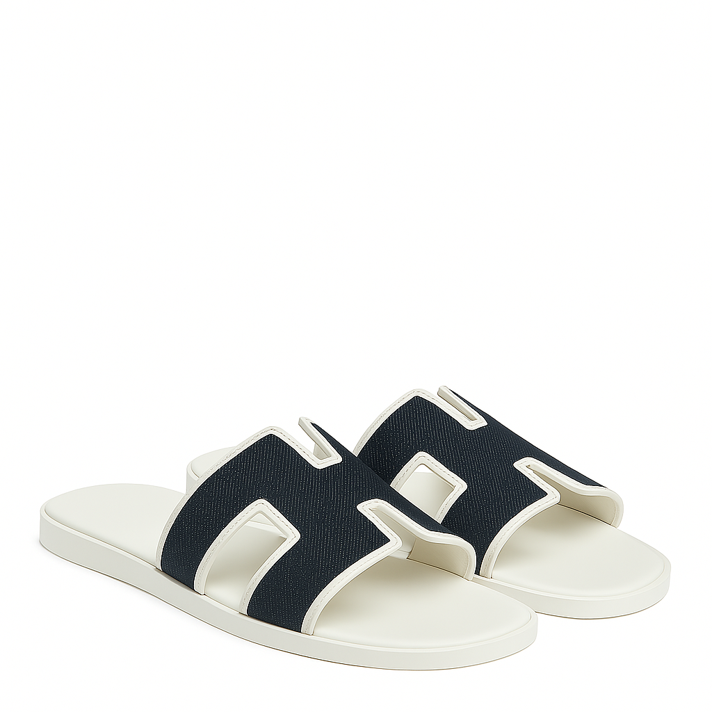 Haven Textured H Style Dual Slip On in Canvas Blue and Beige