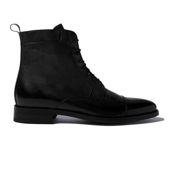 Derby Black Leather High Ankle Boots 673