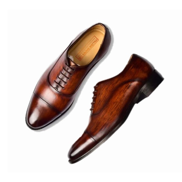 Captoe Classy Shiny Brown Hand Painted Shoes Captoe Classy Shiny Brown Hand Painted Shoes