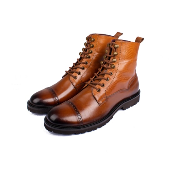 Derby High Ankle Shiny Brown Boots