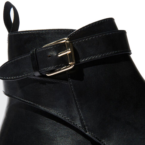Classy Italian Leather Around Buckle Strap Boots