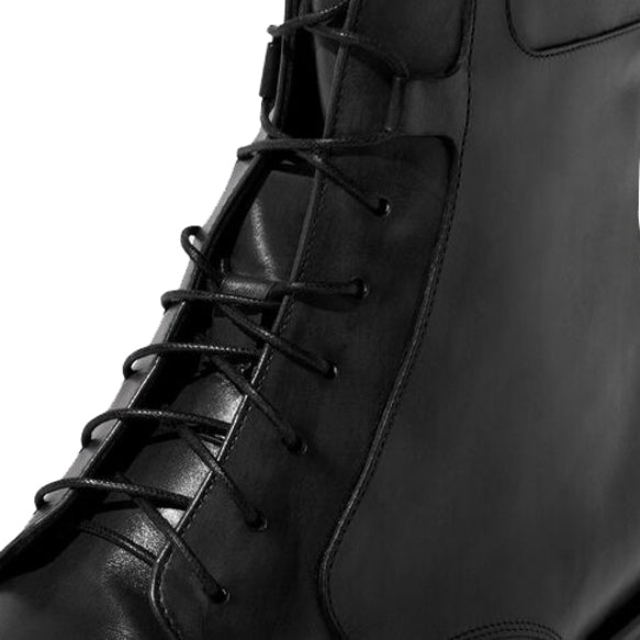 Derby Black Leather High Ankle Boots