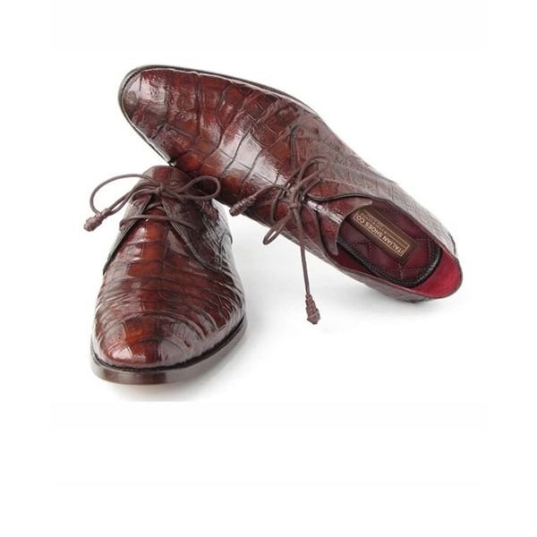 Derby Blucher Genuine Dark Brown Leather Hand polish Shoes