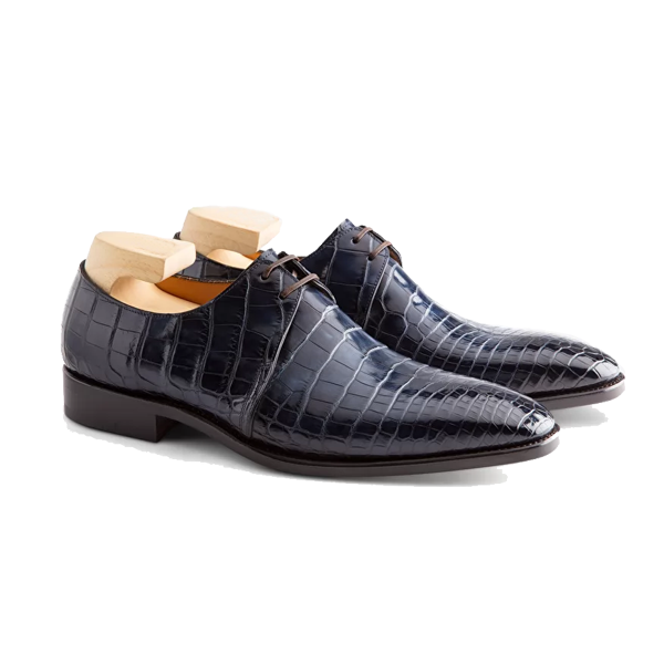 Derby Blucher Blue Italian Leather Shoes