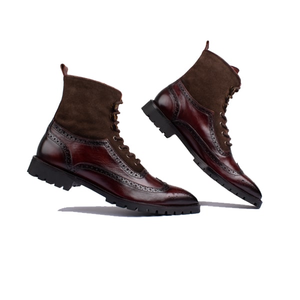 Wingtip High Ankle Burgundy Boots