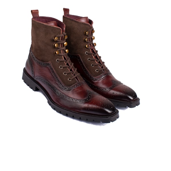 Wingtip High Ankle Burgundy Boots