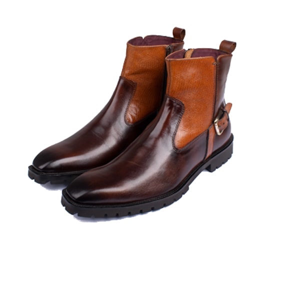 Classic High Ankle Boots In Dark Brown colour : Italian mens shoes