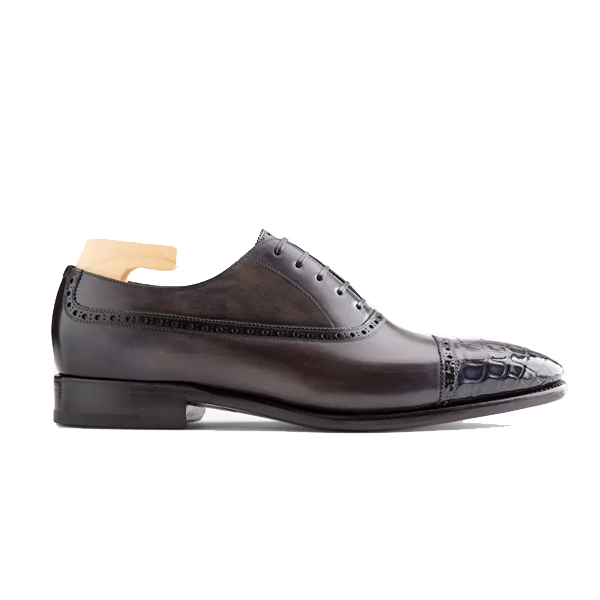 Oxford classic Leather Dark Grey Shoes 554
