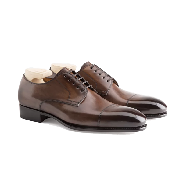 Derby Blucher Shiny Brown Luxury Men Shoes