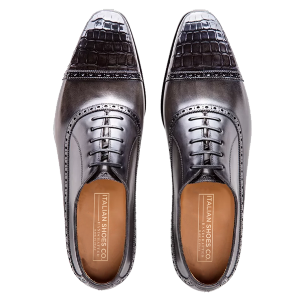 Oxford Classy Leather Dark Grey Shoes
