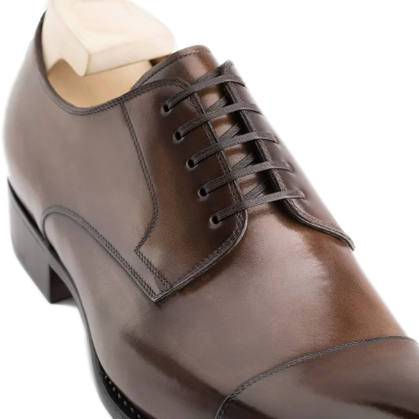 Derby Blucher Shiny Brown Luxury Men Shoes