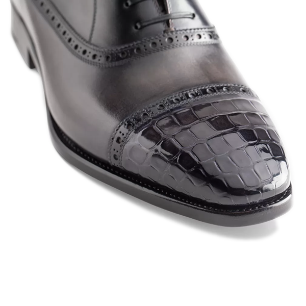 Oxford Classy Leather Dark Grey Shoes