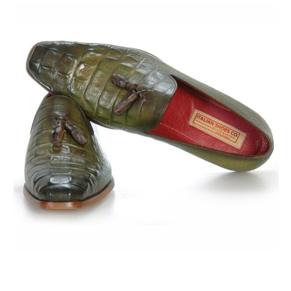 Embossed Leather Tassel Loafer