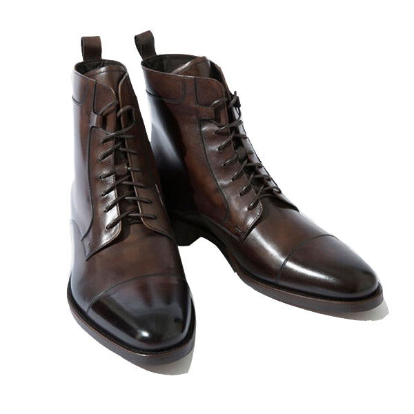 Derby Classy Brown Leather High Ankle Boots