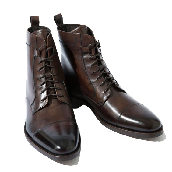 Derby Classy Brown Leather High Ankle Boots