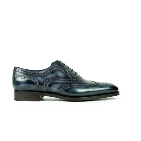 Wingtip Oxford dark grey Italian leather men shoes