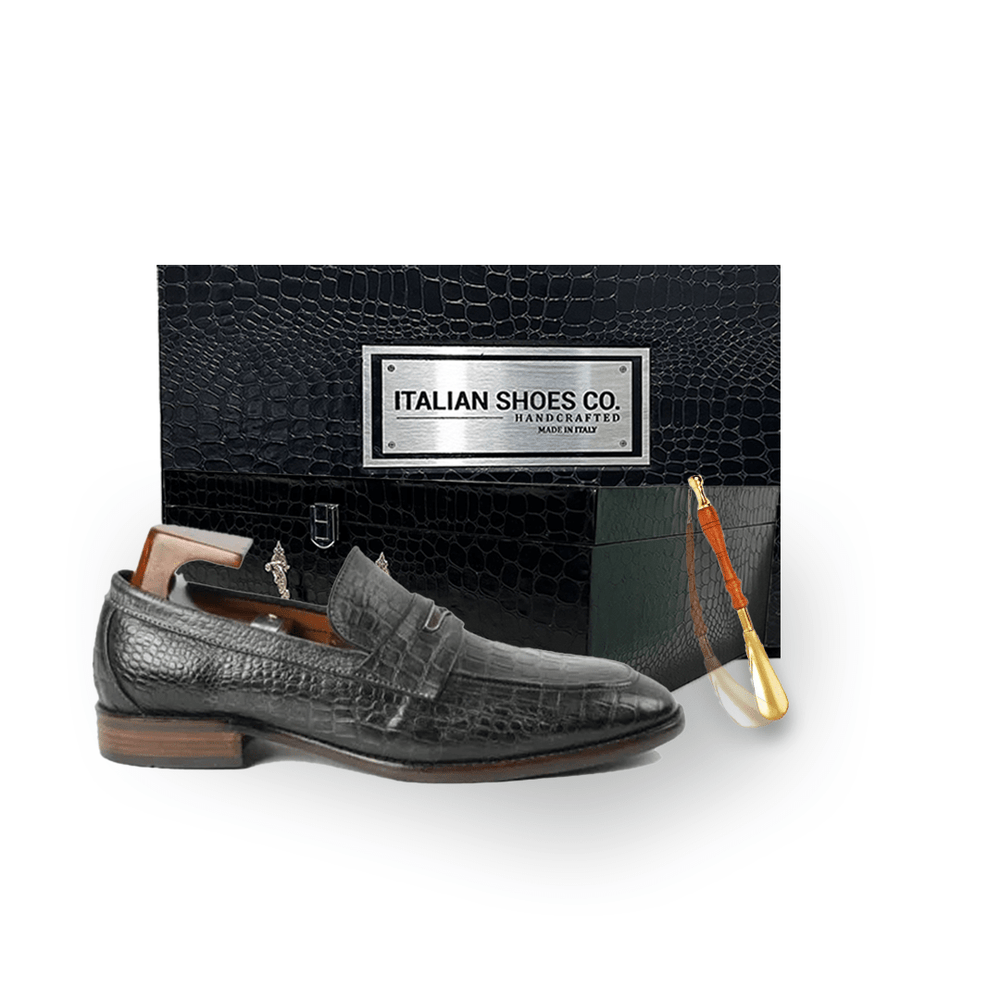 Embossed Matt Leather Penny Loafer