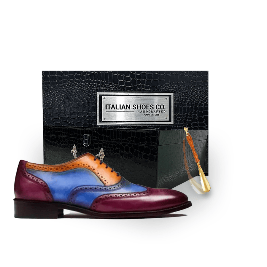 Wingtip Oxford Patina Italian Leather Shoes