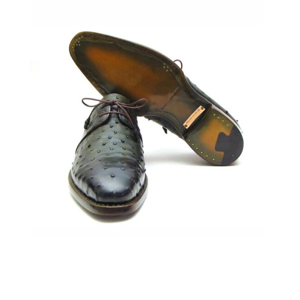 Derby Blucher Genuine Deep Green Leather Lace up Shoes