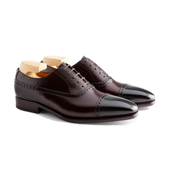 Oxford Classic Shoes with Toe Petrol Leather