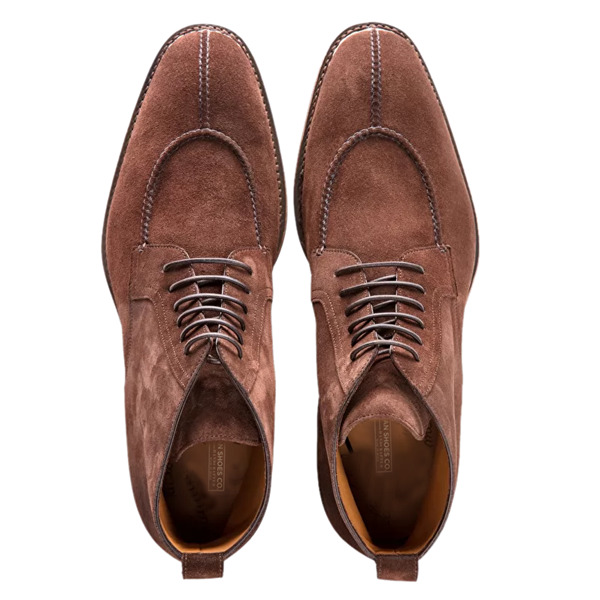 Derby Ankle Brown Suede Italian Leather Shoes For Man