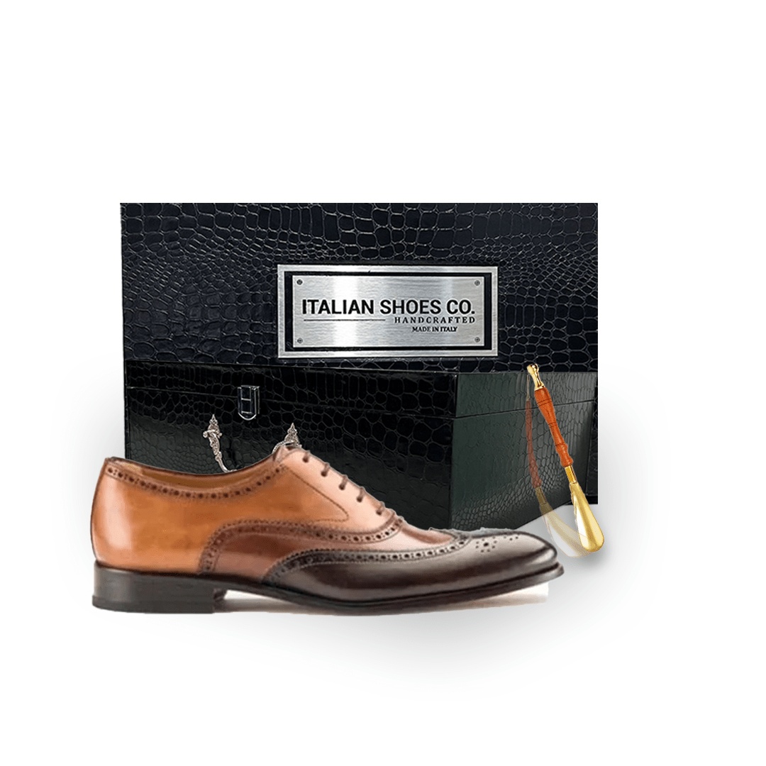 Wingtip Oxford Brogue Two Tone Brown Shoes