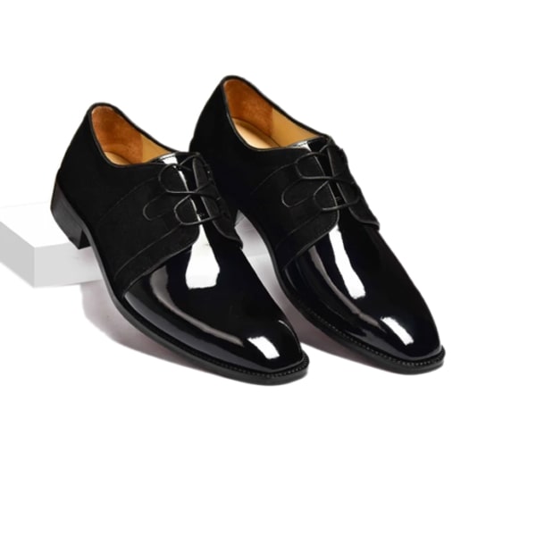 Derby Blucher Shiny Black Hand Polish Shoes