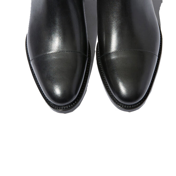 Classic Chelsea Captoe Black Leather Boots