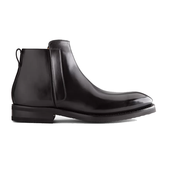Classic Chelsea Round Toe Black Leather Boots 633