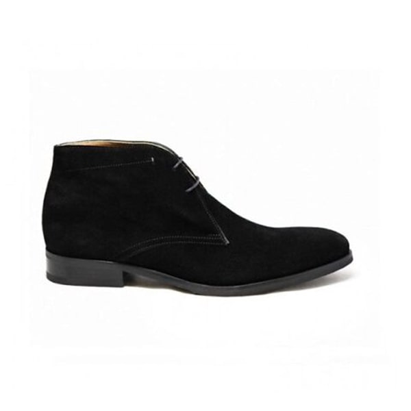 Derby Suede Chukka Boots In Black Leather